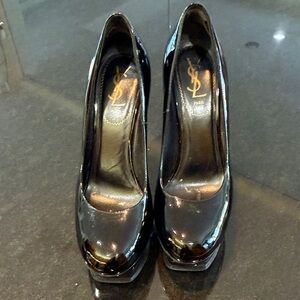 YSL ~ Yves Saint Laurent Black Patent leather Tribtoo Platform Pumps